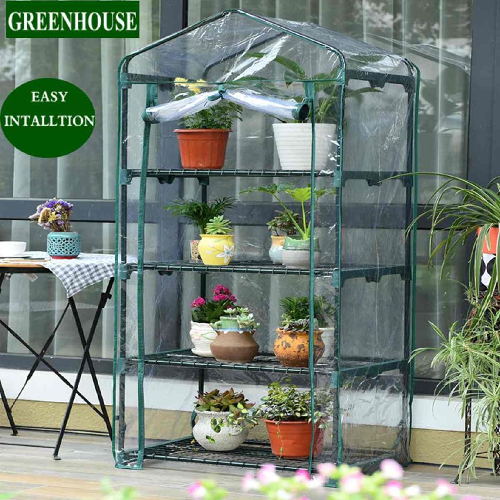NEW Green Large Garden Greenhouse 4-Tier Tall Green Hot Plant House Shed Storage PVC Warm Garden Tier Cover with Stand