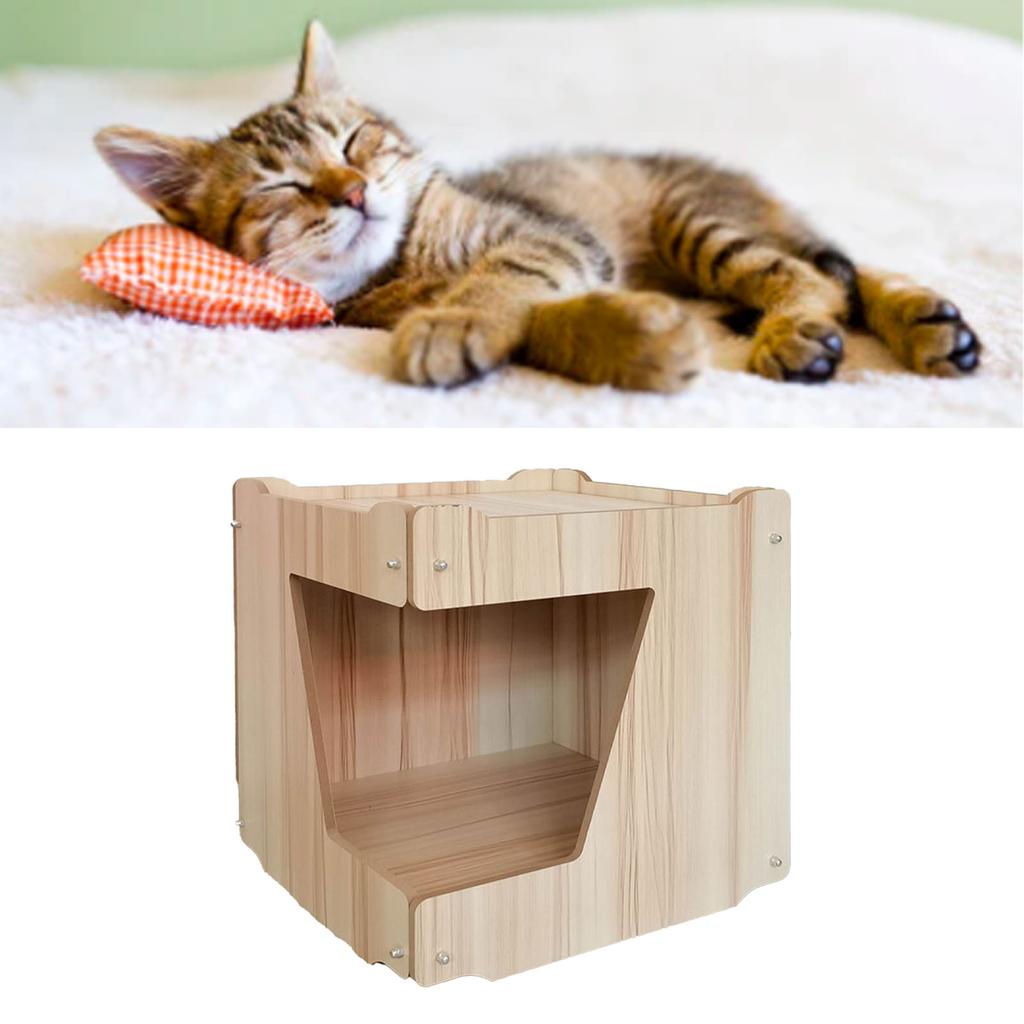 Holz Katzenhaus Innovativ Spaß Großer Raum Einfache Montage Katzenhöhle Bett für Innen Zuhause Kleine Speziell geformte Tür