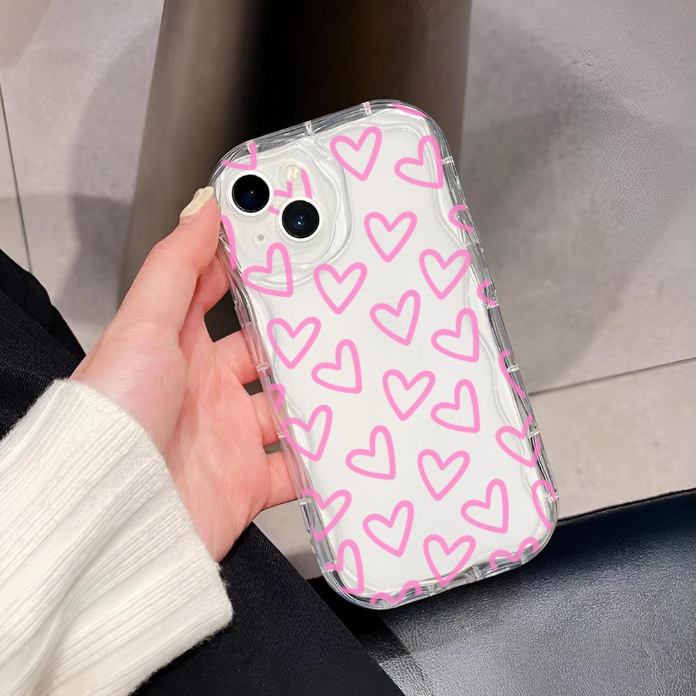 Sweet Girl Powder Love Apple 12promax Anti-drop Mobile Phone Case Iphone14 Soft Case Protective Case 16 Niche Girls