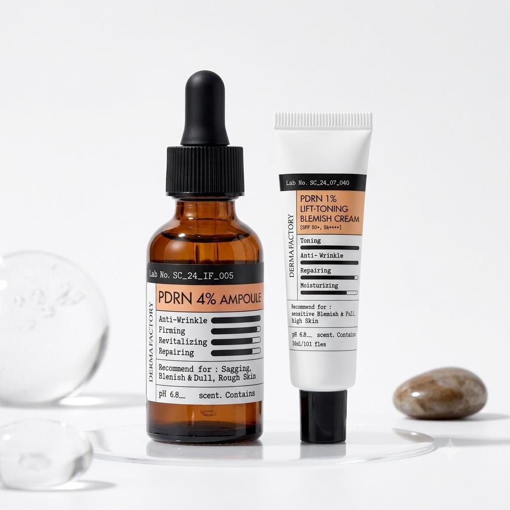 DERMA FACTORY PDRN Skincare Collection – Ampoule & SPF50+ Cream