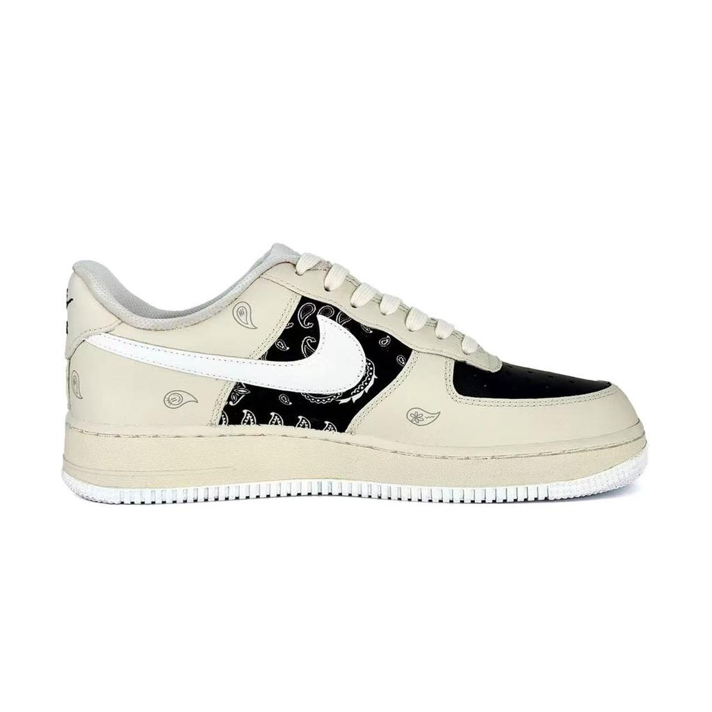 Nike Air Force 1 Paisley Abrasion Resistant Low top Skateboard Shoes Men's Black CW2288-111(Team1845v)