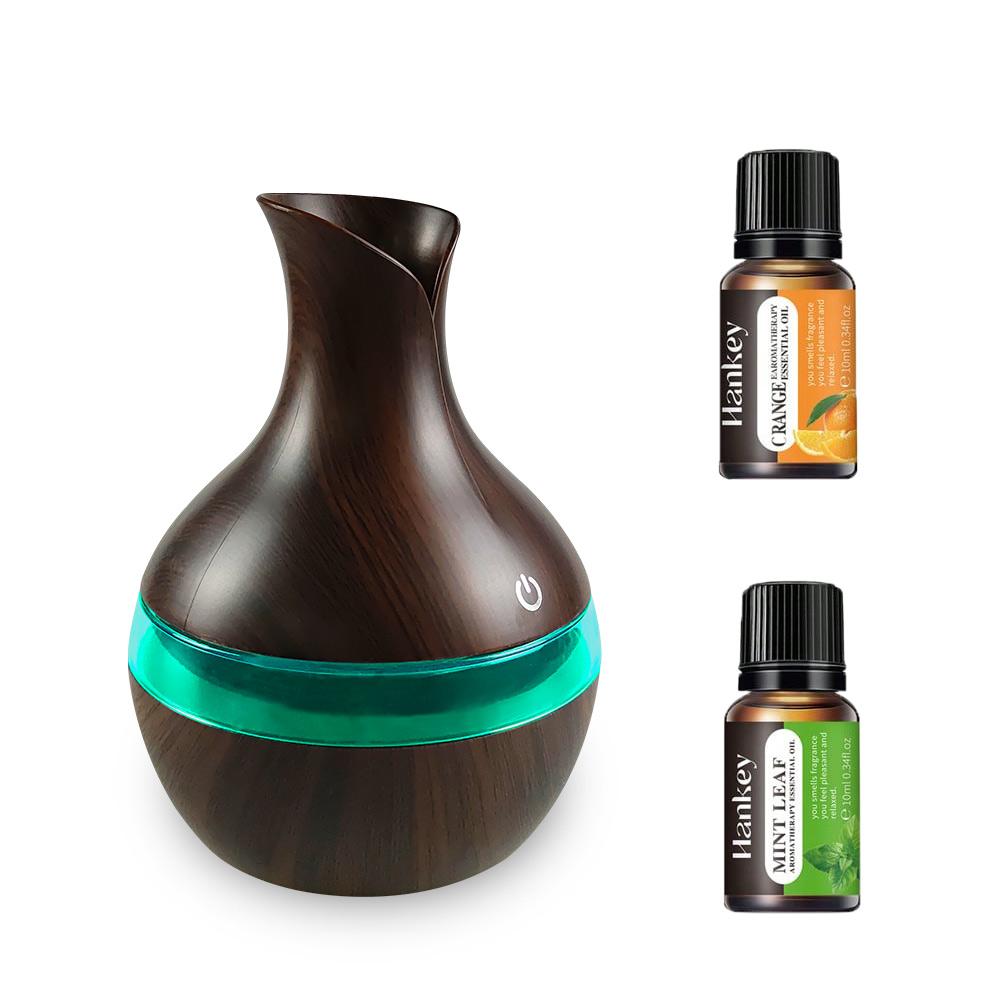 

Wooden Humidifier Gift Set 300ml USB Diffuser with 2 Essential Oils Perfect for Stress Relief Better Sleep 300ML