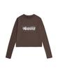 D.XO.H Stack Slogan Logo Warmer Crop Top [Dark Brown]