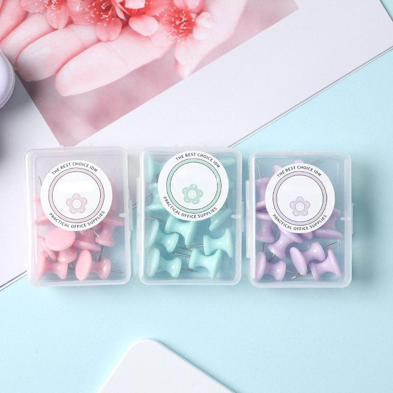 1 eske Hjemmekontor Fargerike Tegnestifter Trykknåler Tommelstift Korktavle Trykknål Fotovegg Kartmarkører Store og Små Trykknåler