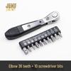 Compact 36-Tooth Ratchet Screwdriver for Tight Spaces with L-Shaped Bent Wrench