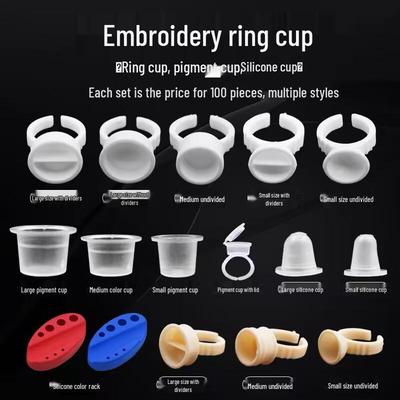 Disposable Microblading Pigment Ring Cups for Eyebrow, Eyeliner, and Eyelash Extensions - 100 Pieces
