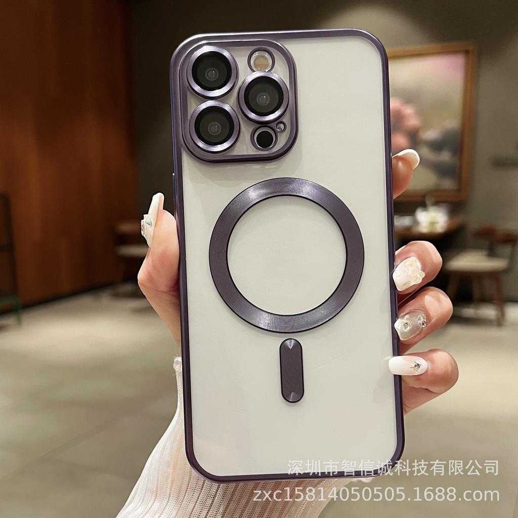 Suitable for 16promax mobile phone case Apple 16pro/14/15 titanium metal electroplating magnetic attraction with self-contained lens film