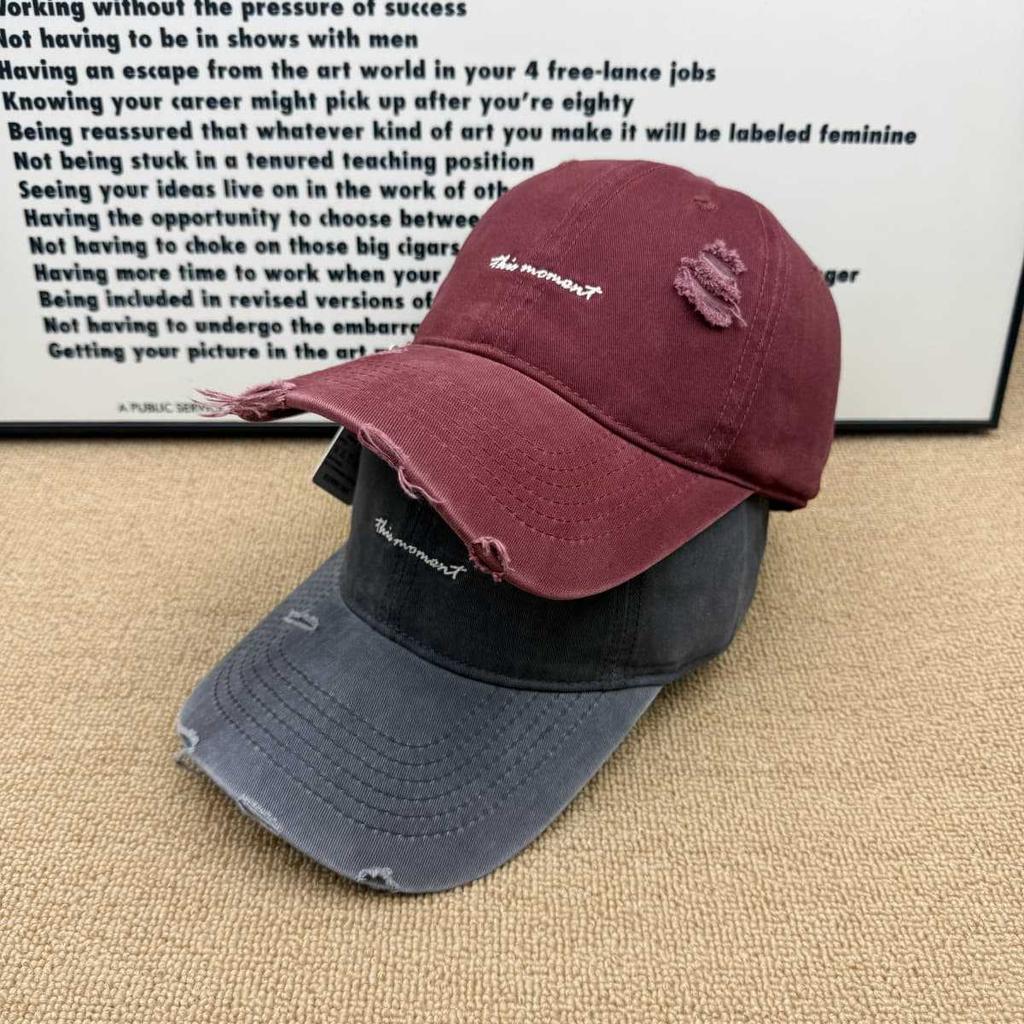 Soft Top Old Ripped Baseball Cap Women's Ins Wind Versatile Embroidered Letters Sunshade Face Small Cap