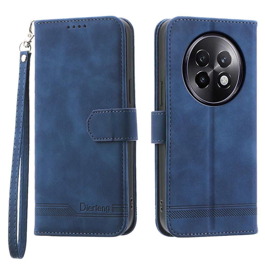DIERFENG DF-03 For Realme 13+ 5G/13 Pro 5G (China) Leather Case Lines Imprint Wallet Phone Cover