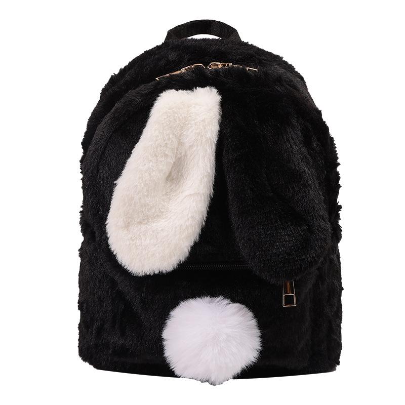 Schoolbag1011 New Fashion Personality Two-color Rabbit Ears Lamb Wool Bag Women's Japanese Cute Girl Travel Backpack