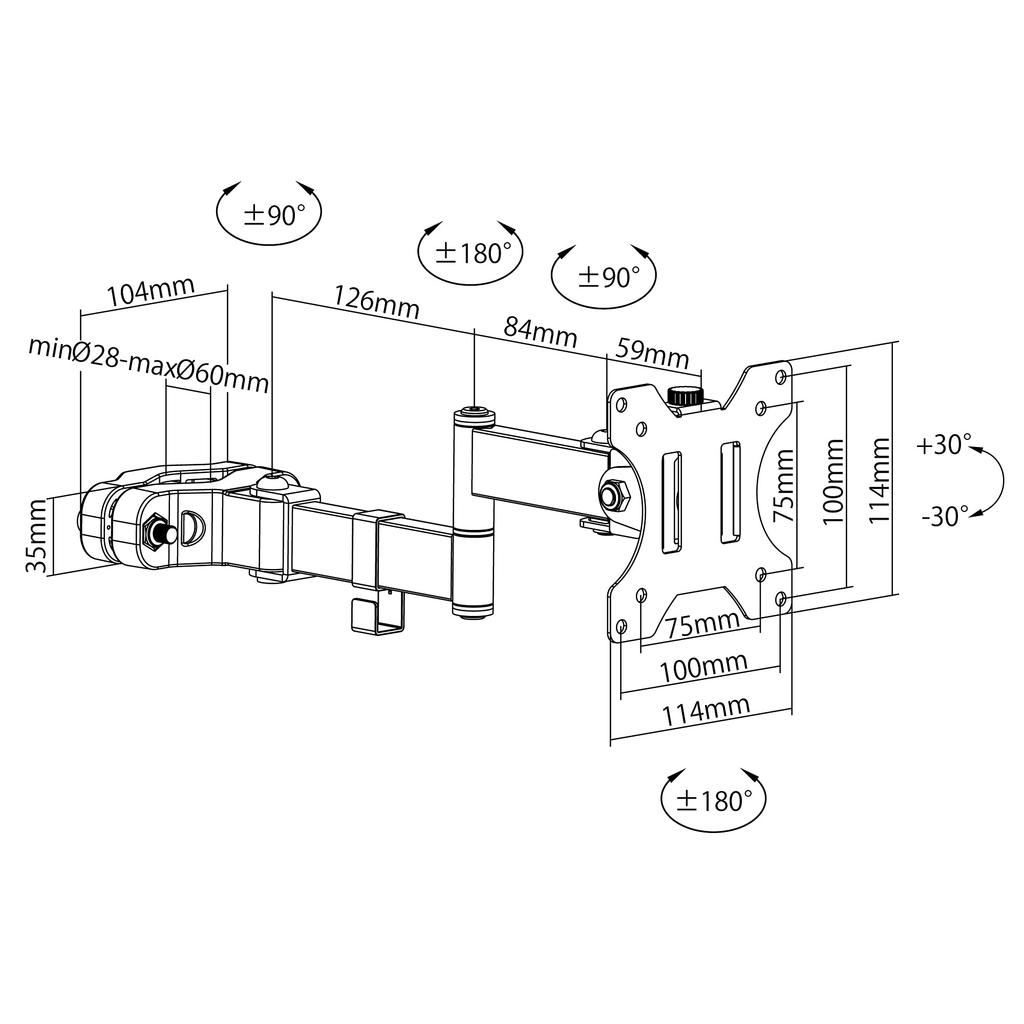 Archiss Monitor Pole Mounting Arm Arm, AS-MABP01