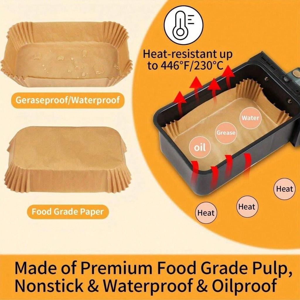 50/100/200 szt. Jednorazowy papier do frytkownicy beztłuszczowej Nieprzywierający papier do pieczenia do frytkownicy beztłuszczowej Okrągłe wkładki papierowe do frytkownicy beztłuszczowej Papierowe akcesoria kuchenne