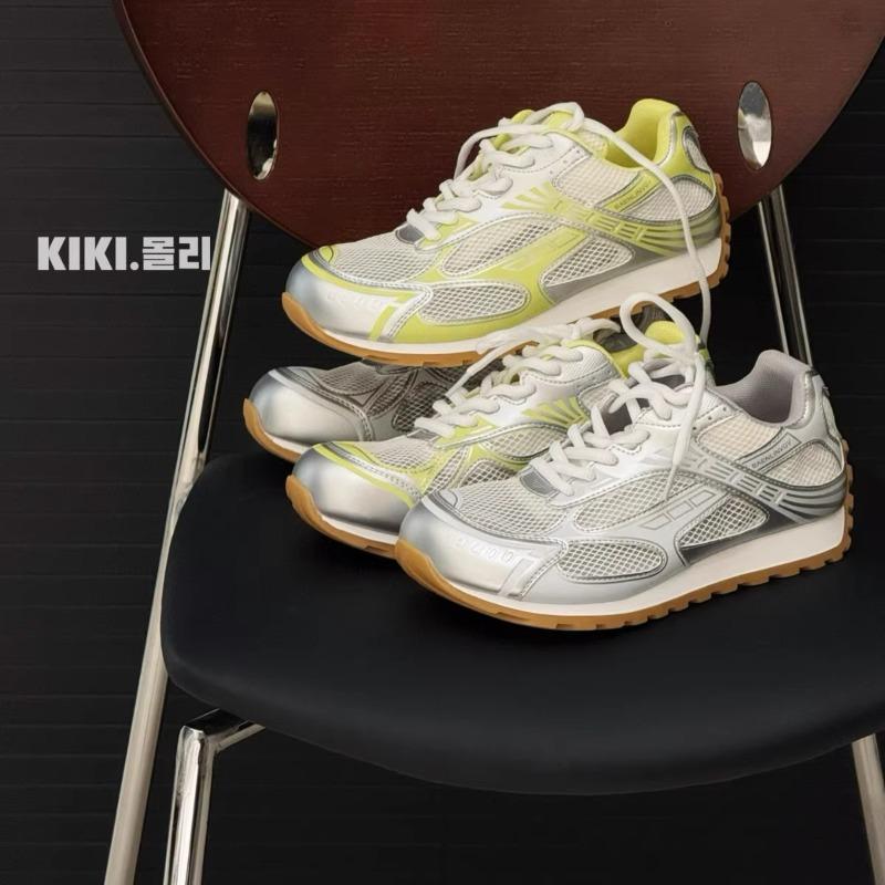 Daddy Shoes Women's Leather Platform Silver Casual Sneakers Sneakers Tide