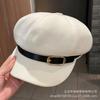 Autumn and winter new simple belt buckle octagonal hat children's outdoor woolen warm newsboy hat British painter hat