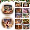 Reusable Xmas Wall Decor Christmas Tapestry, Winter Snow Scene Backdrop, Tree Fireplace Backdrop Hanging Tapestry for Bedroom Living Room Holiday