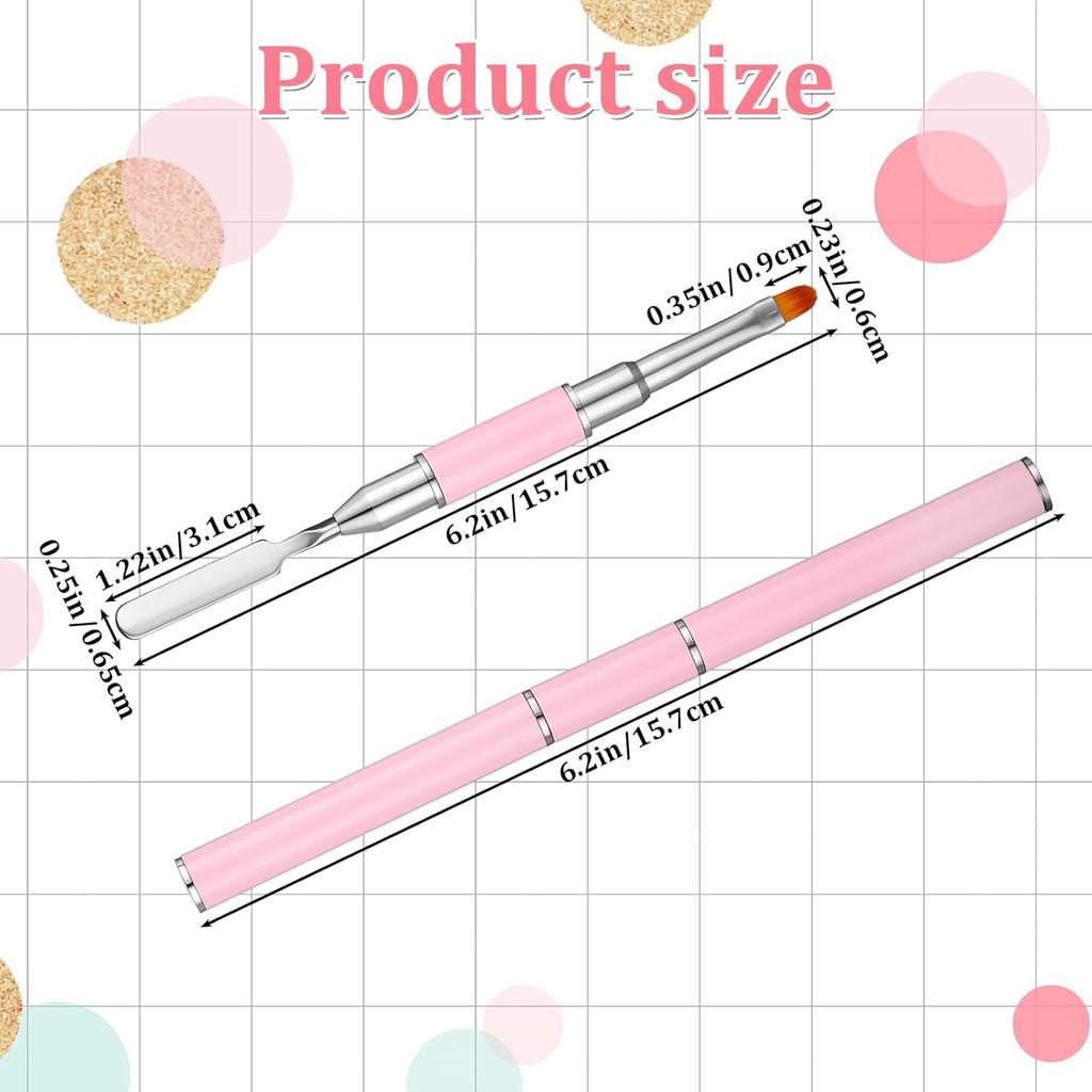2Pcs Dual-Ended Nail Art Brush and Spatula Set Nail Drawing Pen UV Gel Nails Tools Brush & Picker Brushes tool for Gel Acrylic Nails Extension