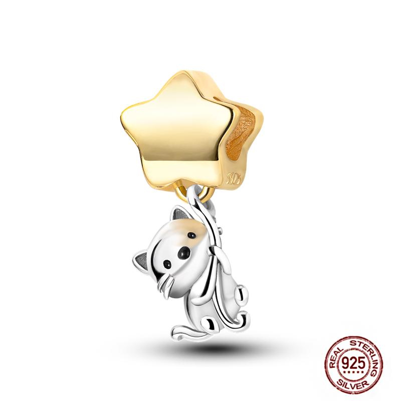 Round Clip Charms Plata Shining Moon Star Char Copper Spacer Clasp Fit Original Bracelet Glow Safety Chain Beads Diy Jewelry