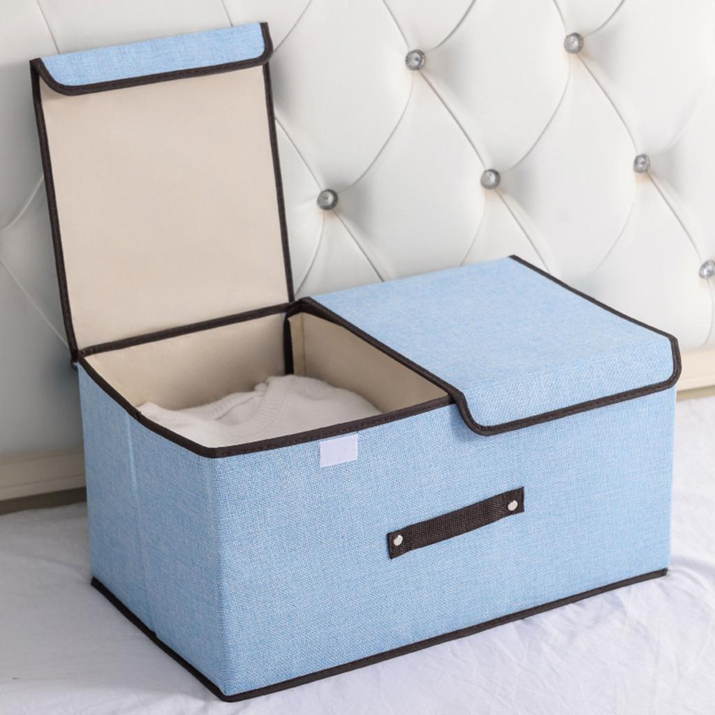 Cotton Linen Storage Box with Removable Lid Practical Underwear Container Foldable Pants Storage Box with Covers
