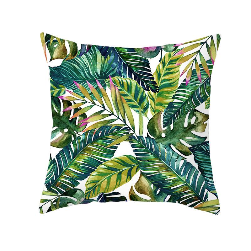 Tropical Plant Cushion Cover Polyester Green Leaf Decorative Pillow Cover Throw Pillow Cover Home Cushion Cover