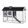 Wooden Rabbit Hutch and Run with Sliding Tray, Ramp, Water-resistant Roof, for 2-4 Rabbits, Grey