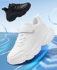 Kids' Lightweight Soft Sole Running Shoes - New Spring Leather Surface Black Casual Sneakers for Boys