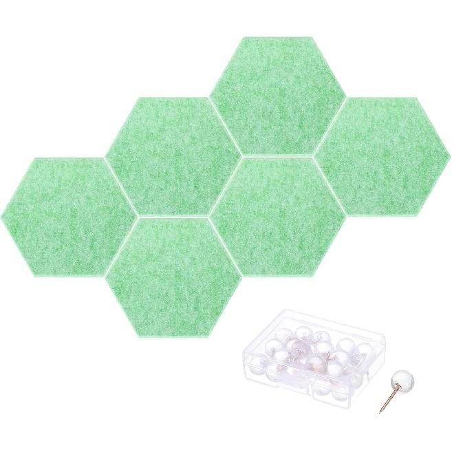 PATIKIL Felt Bulletin Board, 12"x10", 6 Packs Self Adhesive Hexagon Felt Tiles for Sound Proofing Wall Panels for Home Office Recording Studio,Game