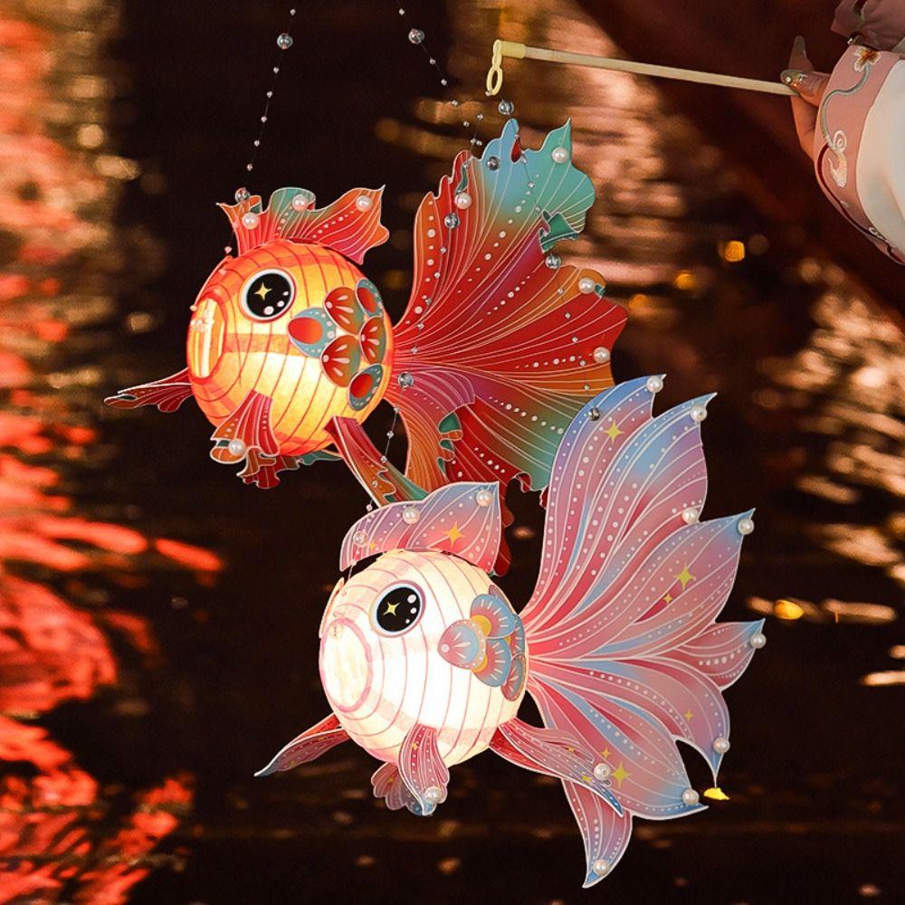 Goldfish Mid-Autumn Festival Lanterns Chinese Decoration Handheld Led Toy Manual Paper Lanterns