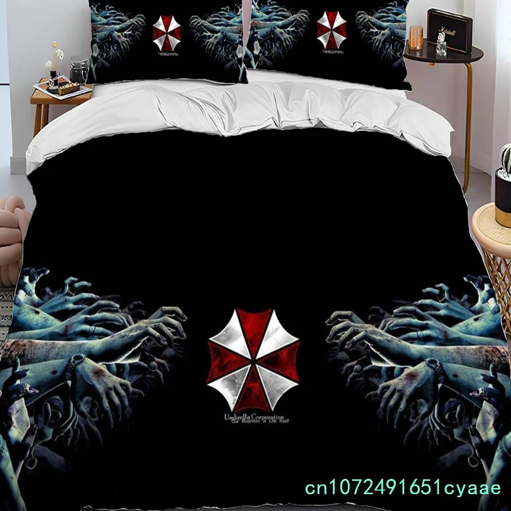 3D R-Resident Evil Oyunları Oyuncu Yorgan Yatak Takımı,Nevresim Yatak Seti Yorgan Kılıfı Yastık Kılıfı,King Queen Boy Yatak Takımı Erkek Çocuklar