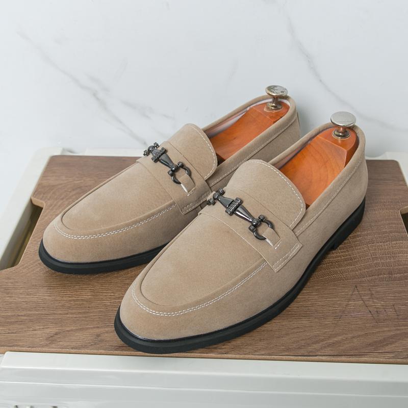 Spring High Quality Suede Loafers Nubuck Leather Business Formal Men Leather Shoes Shallow Mouth Brand Moccasin Wedding Shoes