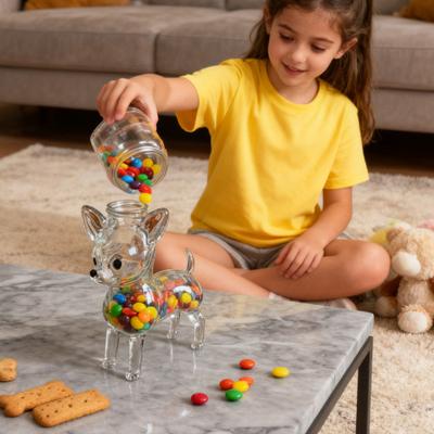Animal Shape Glass Candy Jar Airtight Pet Treat Container for Kitchen Storage Transparent Canister for Cookies Coffee Snack