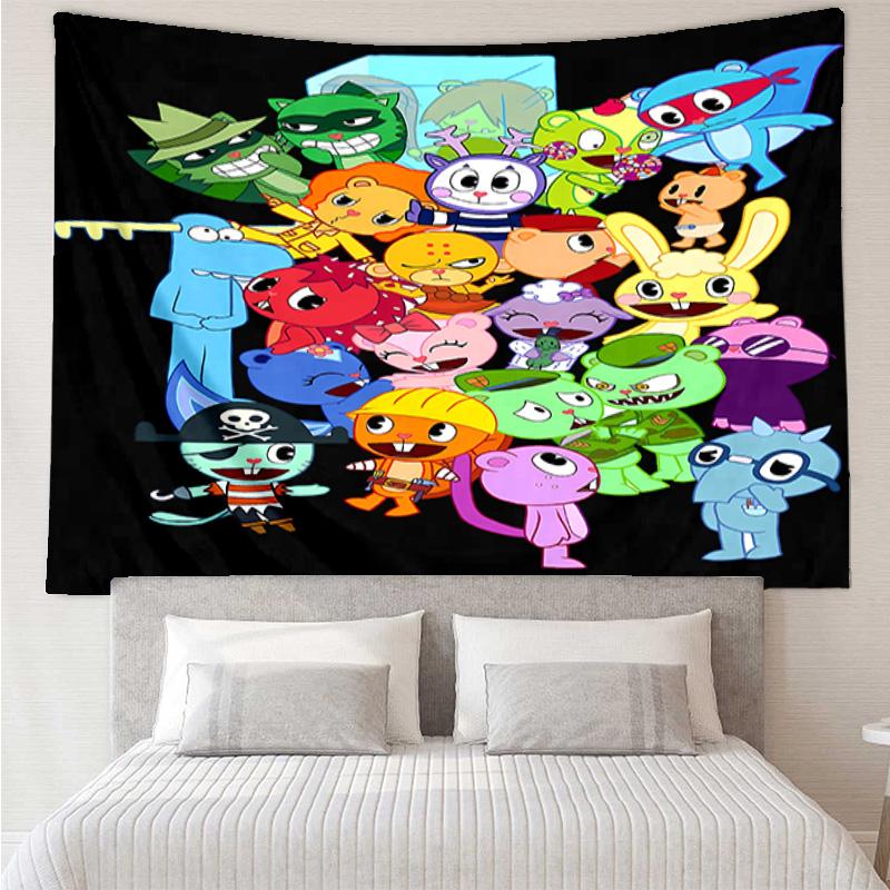 Happy Tree Friends3 Tapestry for Bedroom Aesthetic Classroom Tapestries Wall Hanging for Living Room Dorm Office,Ideal Creative Gift