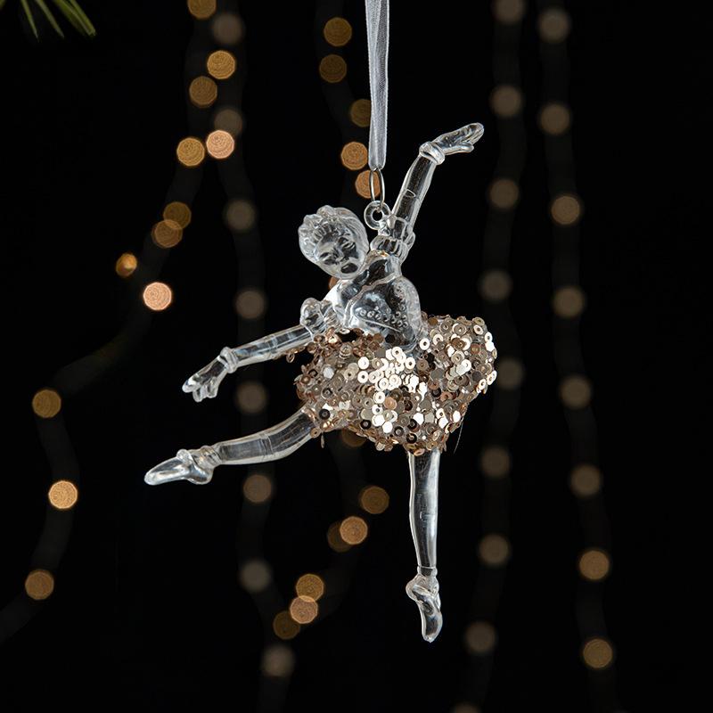 Cross-border Christmas Decorations Sequins Acrylic Pendant Transparent Snow Pendant Christmas Tree Scene Layout Props