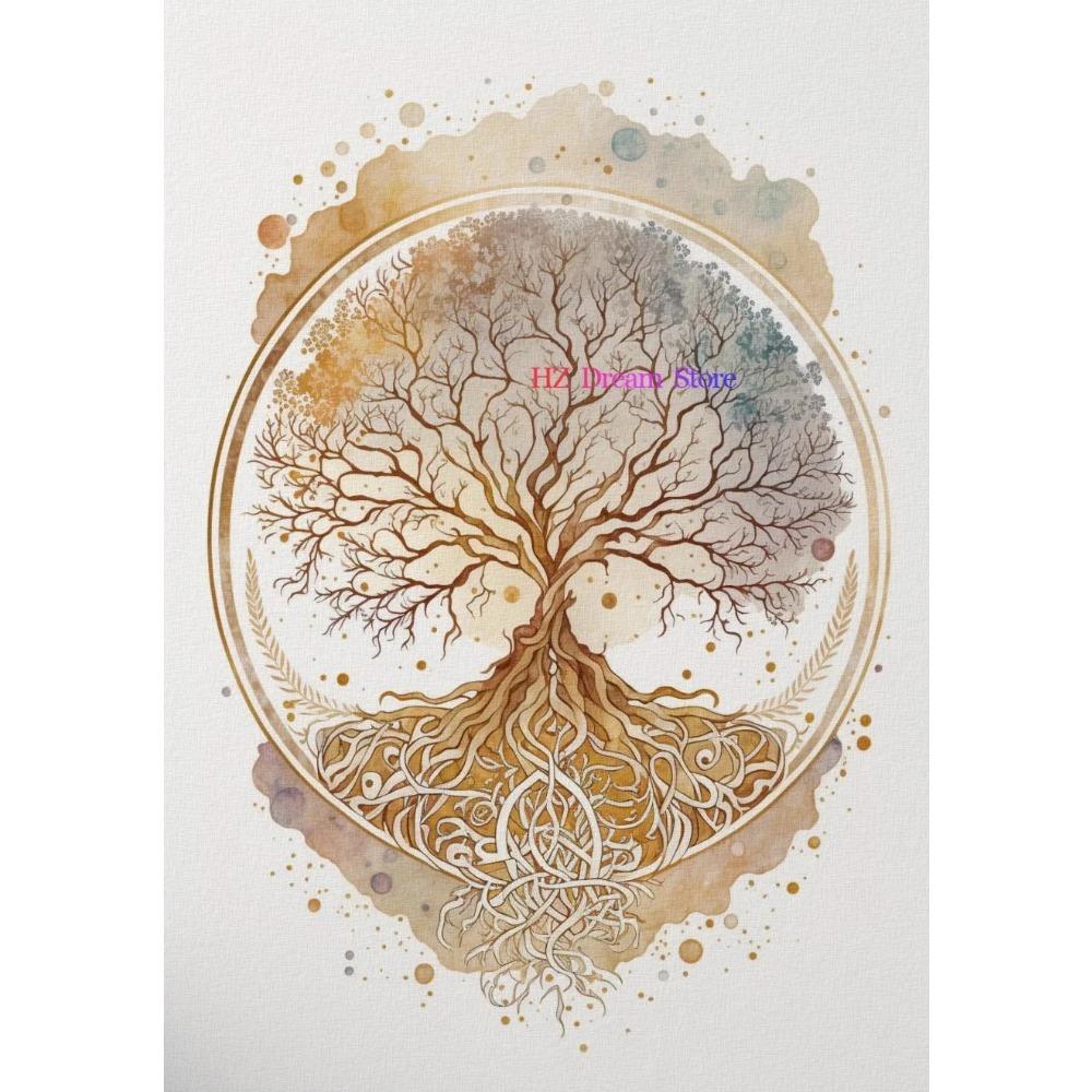 Zen Yoga Meditation Spiritual Vintage Wall Art Poster Print Canvas Painting for Room Home Decor Tree of Life Buddha Lotus Flower