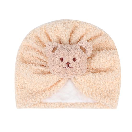 Children Hat Cartoon Bear Design Comfortable Elastic Fit Knitting Hat All-Round Thermal Protection Winter Baby Hat