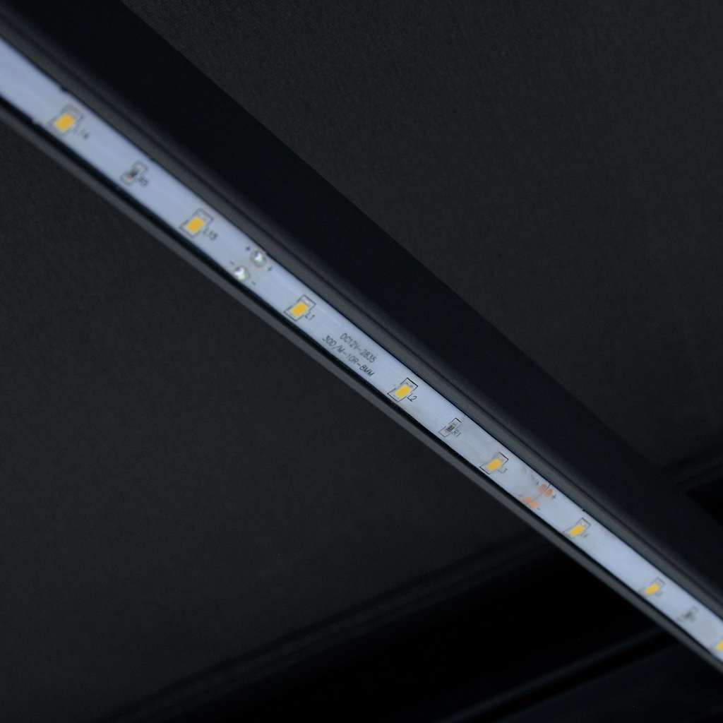 Manual Retractable Awning with LED Lighting 450 x 300 cm Anthracite Grey