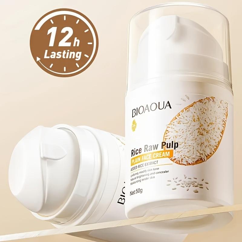 Pirinç Püresi Yüz Kremi - Hipoalerjenik Nemlendirici Krem, Gliserin ve Pirinç Bazlı, Açık Cilt Rengi, Parlaklık Esansı, Pürüzsüzleştirici Ton Yükseltici Krem