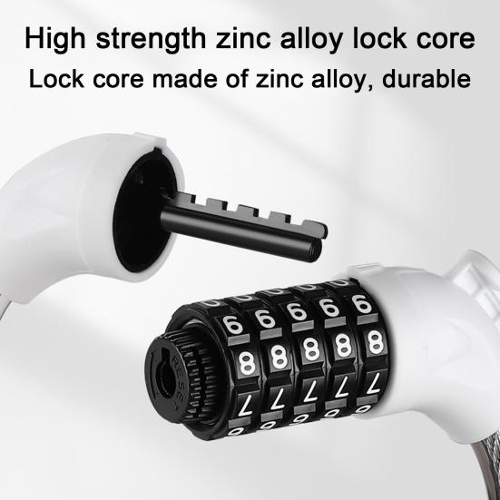 Bicycle Password Cable Lock 5-Digit Keyless Security Waterproof Universal PVC Coated Anti-Theft Bicycle Lock