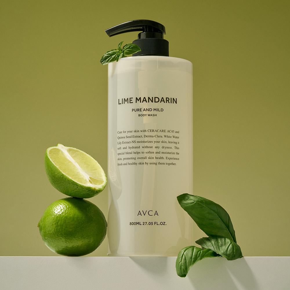 Abka Pure & Mild Body Wash Lime & Mandarin, 800ml, 1 Unit