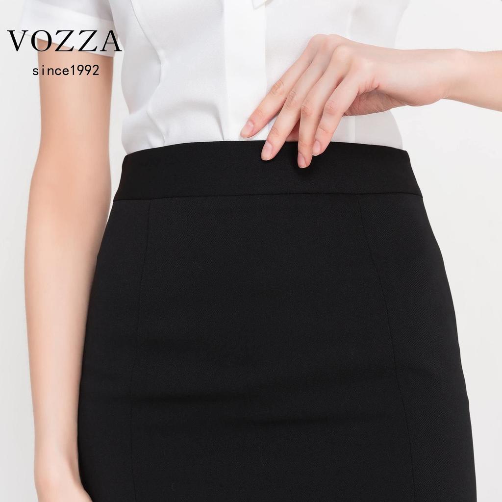 VOZZA Office Elastic Waist Pencil Stretch Mini Skirt Women's Knee-Length Skirt, (Size M, Black)