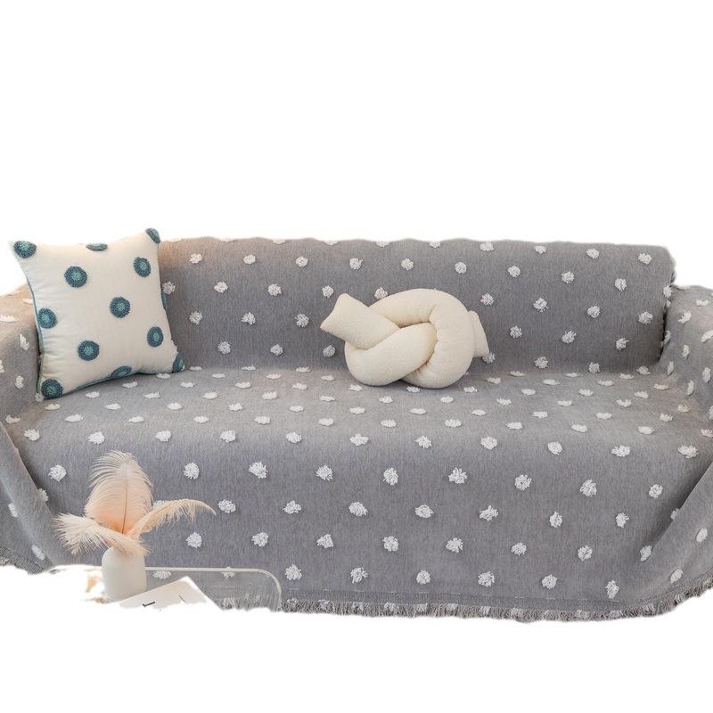 Nordic Geometric Jacquard Couch Cover Double Sided Chenille Anti-scratch Sofa Towel Furniture Protection Slipcover for Dogs Cats
