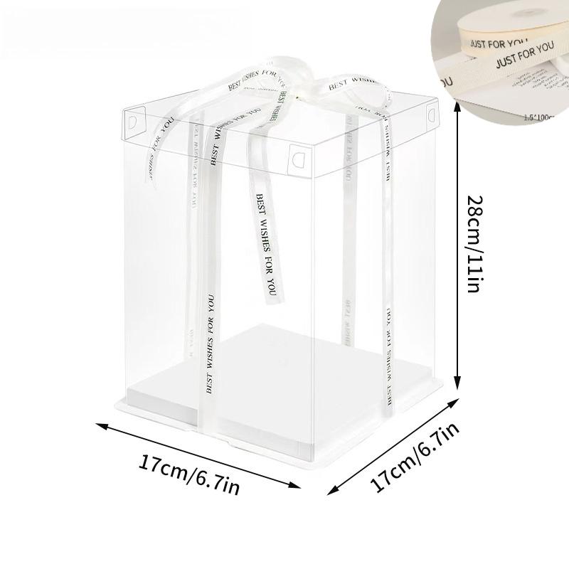 Gift Box With Ribbon Transparent Pastry Cake Box Birthday Cake Packaging Supplies Clear Candy Box Christmas New Year