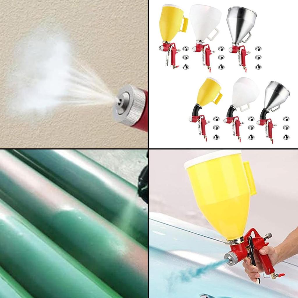 Drywall Wall Painting Sprayer with 3 Nozzle (4.0mm/6.0mm/8.0mm), Adjustable Air Hopper Spray Gun Texture Tool, for Walls and Ceiling(3L/0.66gal