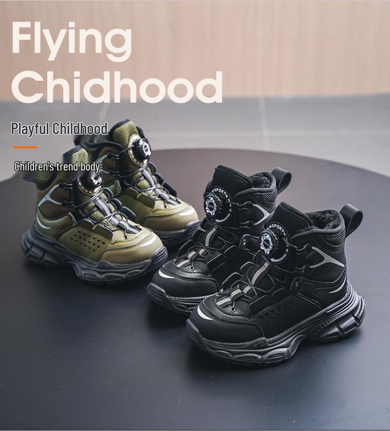 2025 Winter Kids' Fleece-Lined Korean Style Versatile Cotton Shoes - Boys' & Girls' Casual Sports Footwear