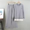 Autumn Women's Plus Size Fashion Casual Set Round Neck Loose Sweatshirt Wide Leg Pants Suit