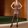 Trendy leopard print sexy flocked black silk beautiful legs and thin stockings women's sexy thin black stockings