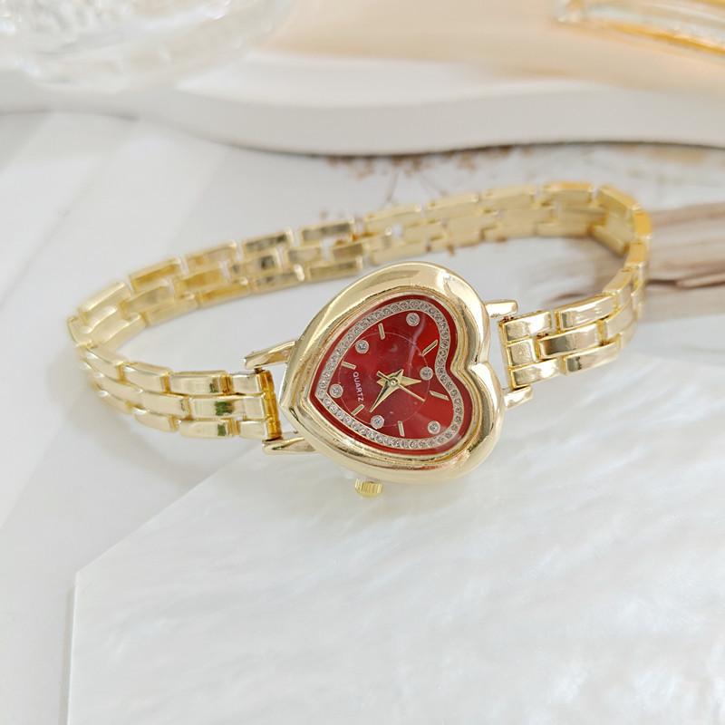 Dames Hartvormige Strass Horlogeband Armband Polshorloge