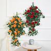 Konstgjorda blommor i rotting med 6 huvuden, falska hängande rosenrankor, konstgjorda sidenblommor i rotting för DIY-bakgrundsdekoration i bröllopsrum