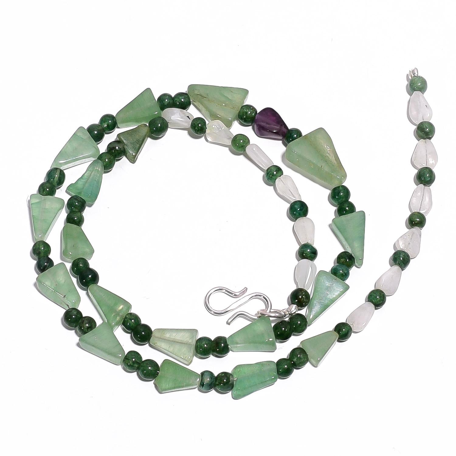 

Натуральный Зеленый Авантюрин Лунный Камень Драгоценный Камень Гладкие Бусины Ожерелье 17 UB-4607 UB-4607