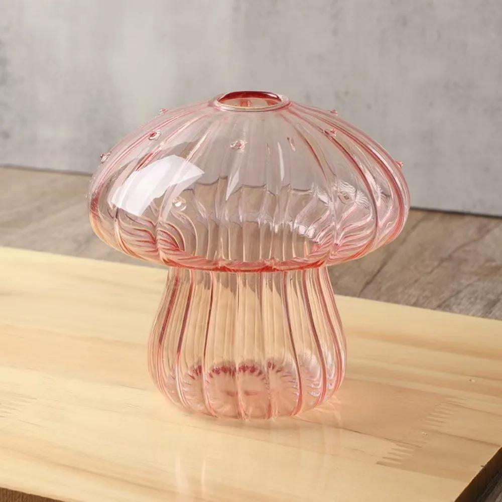 New Hydroponic Flower Bottle Transparent Glass Glass Vase Mushroom Aromatherapy Bottle Flower