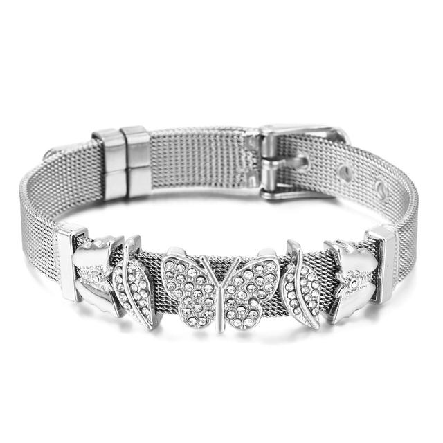 Fashion Stainless Steel Mesh Bracelets For Women Girls Original Charm Watch Belt Bracelet Angel Beads Bangle Gift